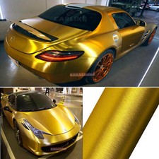 Bubble Free Whole Car Satin Chrome 3d Brushed Metal Vinyl Wrap Sticker Gold Abus