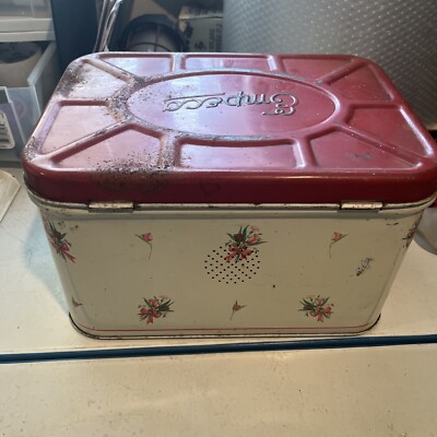 Vintage 1940 s? Empeco Bread Box. Pink And Red Tulip Decor