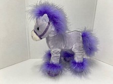 Animal Alley Plush Soft Purple Horse Feathery Purple Mane Glittery Hooves 10"H
