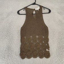 M/Phosis Vintage Top Womens Medium Crochet Gold Tank Festival Open Knit