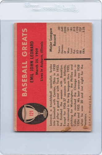 Fleer #121 1961 Dutch Leonard Dodgers muy buen estado/ex *1120 - Imagen 2 de 2