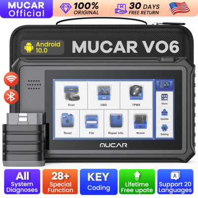 MUCAR VO6 Bluetooth Scanner Full Bi-Directional Diagnostic Tool K~y IMMO Coding 