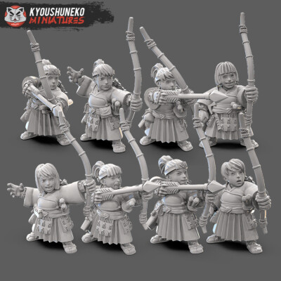 Fantasy KOW AOS TOW Miniaturen 32 mm Zwerg weiblich Samurai Bogenschützen (10)