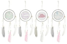 Hanging Dream Catcher with Canvas Print & Feathers - Dreams Dreamcatcher