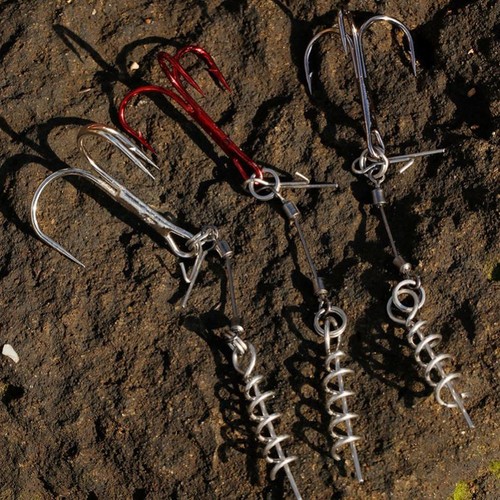 Fishing Treble Hooks Group Wire Fishhook Connector with Spring Locking Pin 3PCS - Picture 4 of 12