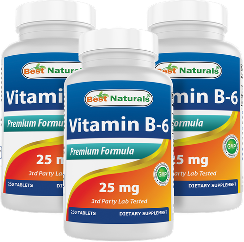 3er Pack Best Naturals Vitamin B-6 25 mg 250 Tabletten - Bild 1 von 7