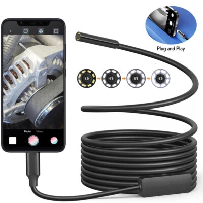 1/5/10M 8LED Borescope Endoscope Snake Inspection Scope Camera for iPhone iPad
