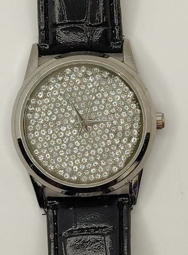mens Working Gruen 232 Gems Bling Paved Gemmed Watch Works New Battery - Picture 10 of 10
