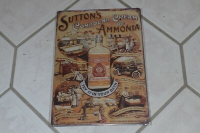 Blechschild 20x30cm Metallschild Suttons Compound Cream of Ammonia Neu OVP Retro