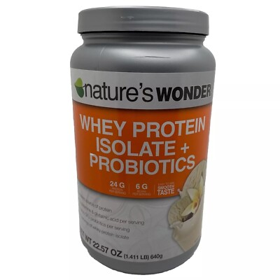 Nature's Wonder Whey Protein Isolate Protein Powder Probiotics Vanilla 22.57 Oz