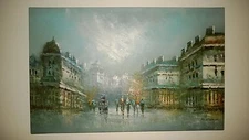 Original Oil Painting "OLD CITY STREET"? Impressionism Art on Canvas.Signed