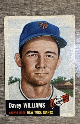 1953 Topps - Davey Williams #120 Bio Information in Black Crease