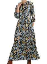 SeaSalt Women Pellar Midaxi Dress size 18 Pockets Floral Navy Multi
