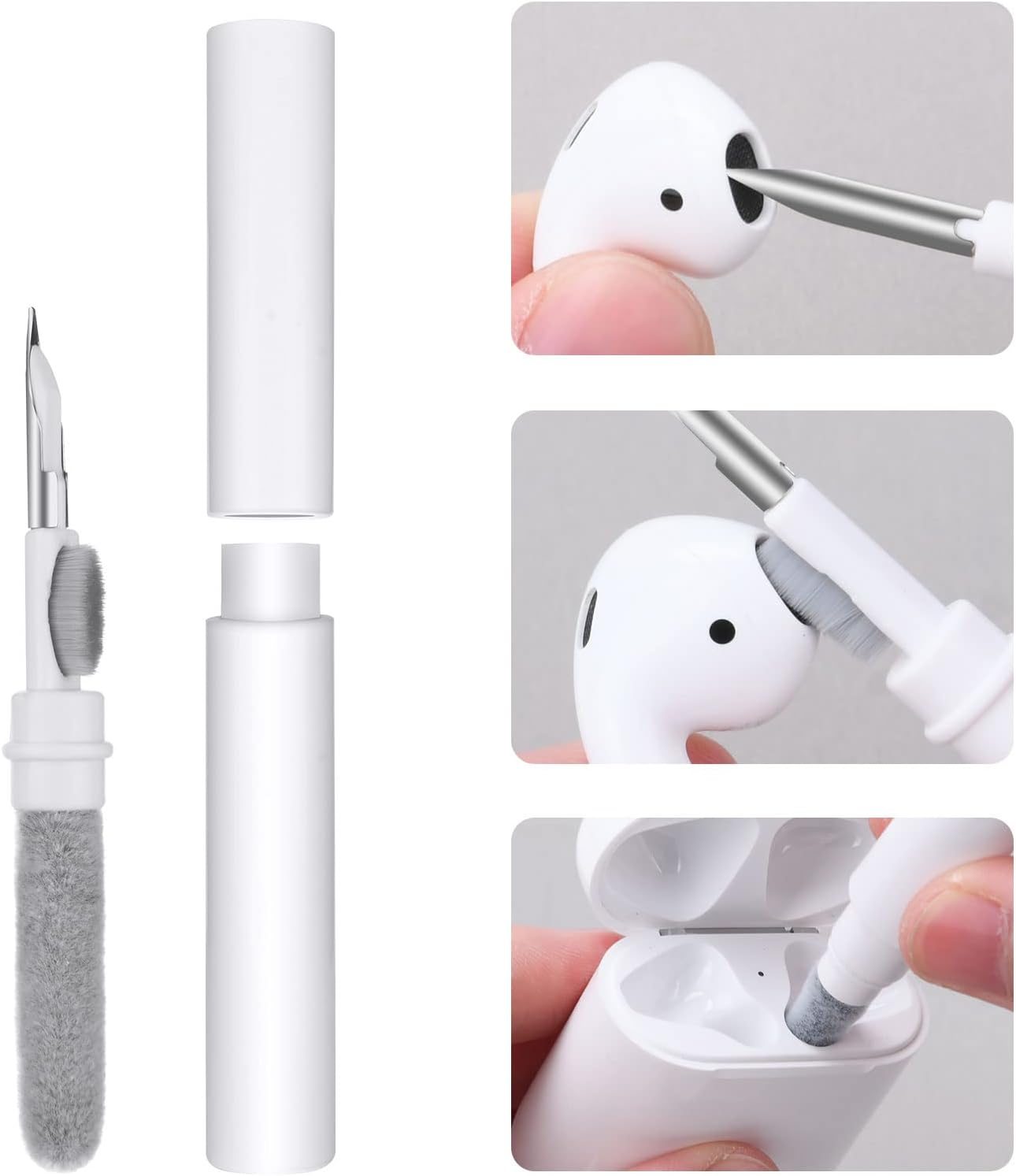 Airpod Cleaning Kit, 3 in 1 Airpod Cleaner Pen with Sponge, Wireless Earbuds Cle