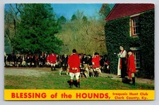 Vintage Blessing of the Hounds Postcard Iroquois Hunt Club Clark KY