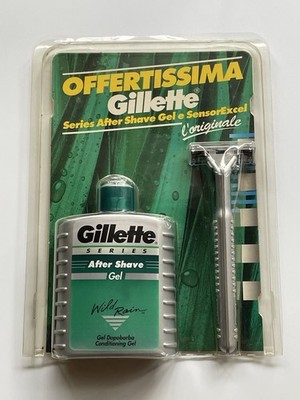 Gillette Sensor Excel 1. Vers. 90er + WILD RAIN Aftershave Gel ! NEU & OVP !