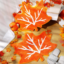 Cindeer Fall Bathroom Rug Thanksgiving Day Doormat Maple Leaves Decor Autumn