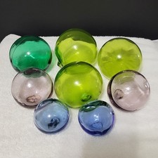 Vintage Blenko #51 MCM Blown Multicolor Art Glass 8 PC BUBBLE BALL FLOAT ORB LOT