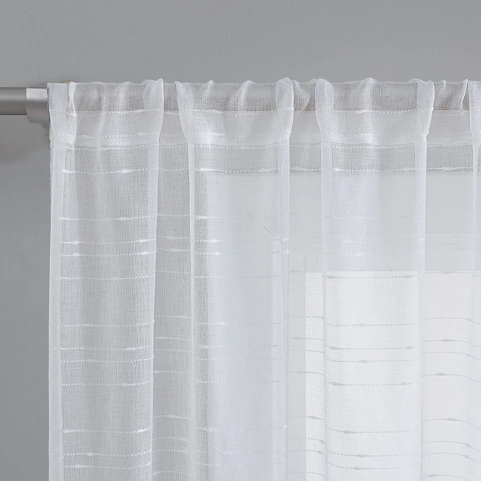 Cortinas transparentes blancas con bolsillo de varilla, cada panel mide 38" W x 84" L, arcilla... Foto 2 de 4