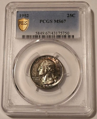 PCGS 1952 Washington Quarter MS67 Toned GSH
