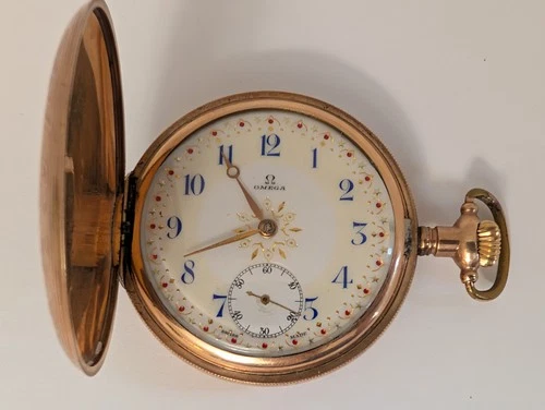 Antique 1912 OMEGA Hunter Case Pocket Watch - 17 Jewels - Adjusted - WORKING