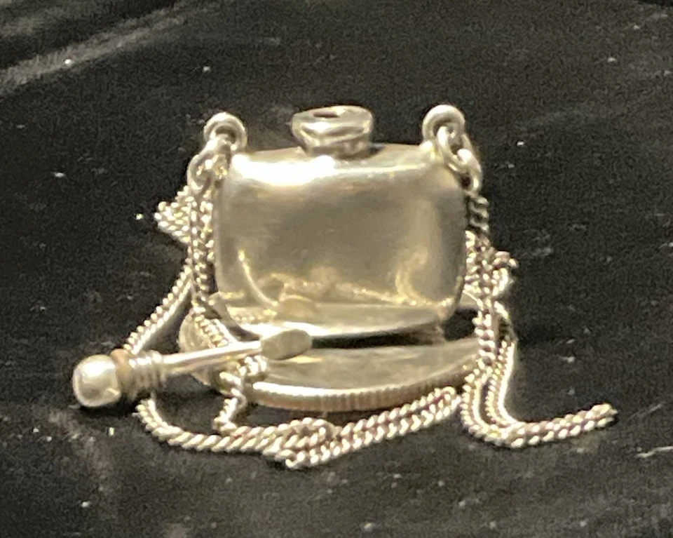 🔥 DE COLECCIÓN AVEDA PLATA ESTERLINA PERFUME BOTELLA TABACO COLGANTE FIRMADO CADENA 925 Foto 2 de 4