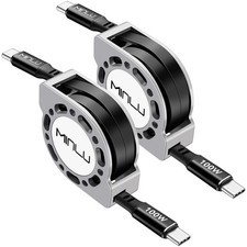 Retractable USB C to USB C Cable4 Ft, 2pack,100w Usbc 5a Fast Charging Cord, ...