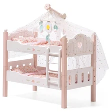 Baby Doll Bunk Beds, Wooden Baby Doll Crib, Stackable Doll Bed Toy, High18 in...