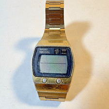 Rare Vnt Seiko Quartz LC Digital Watch Gold Tone M159-5029 Untested Read