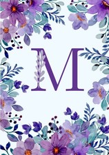 Letter M Initial Notebook Journal Blue Purple Personalized Monogram Letter Flora