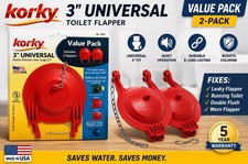 Korky Premium Large 3-Inch Universal Toilet Flapper Long Lasting Rubber 2 PACK