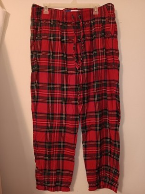 Old Navy Flannel Straight Red Tartan Plaid Men s Pajama Lounge Pants Size XL 