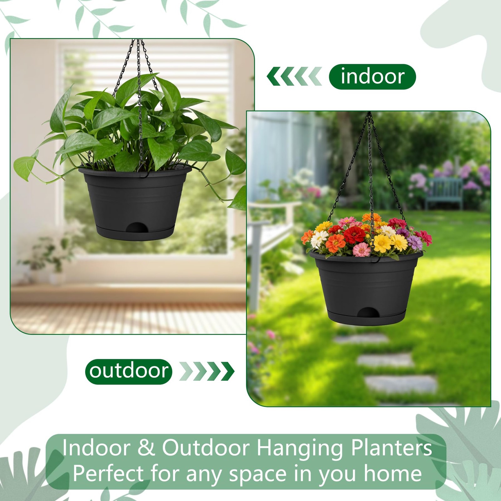 4 Pack 10 Inch Hanging Planters, Hanging Baskets for Plants Outdoor ...