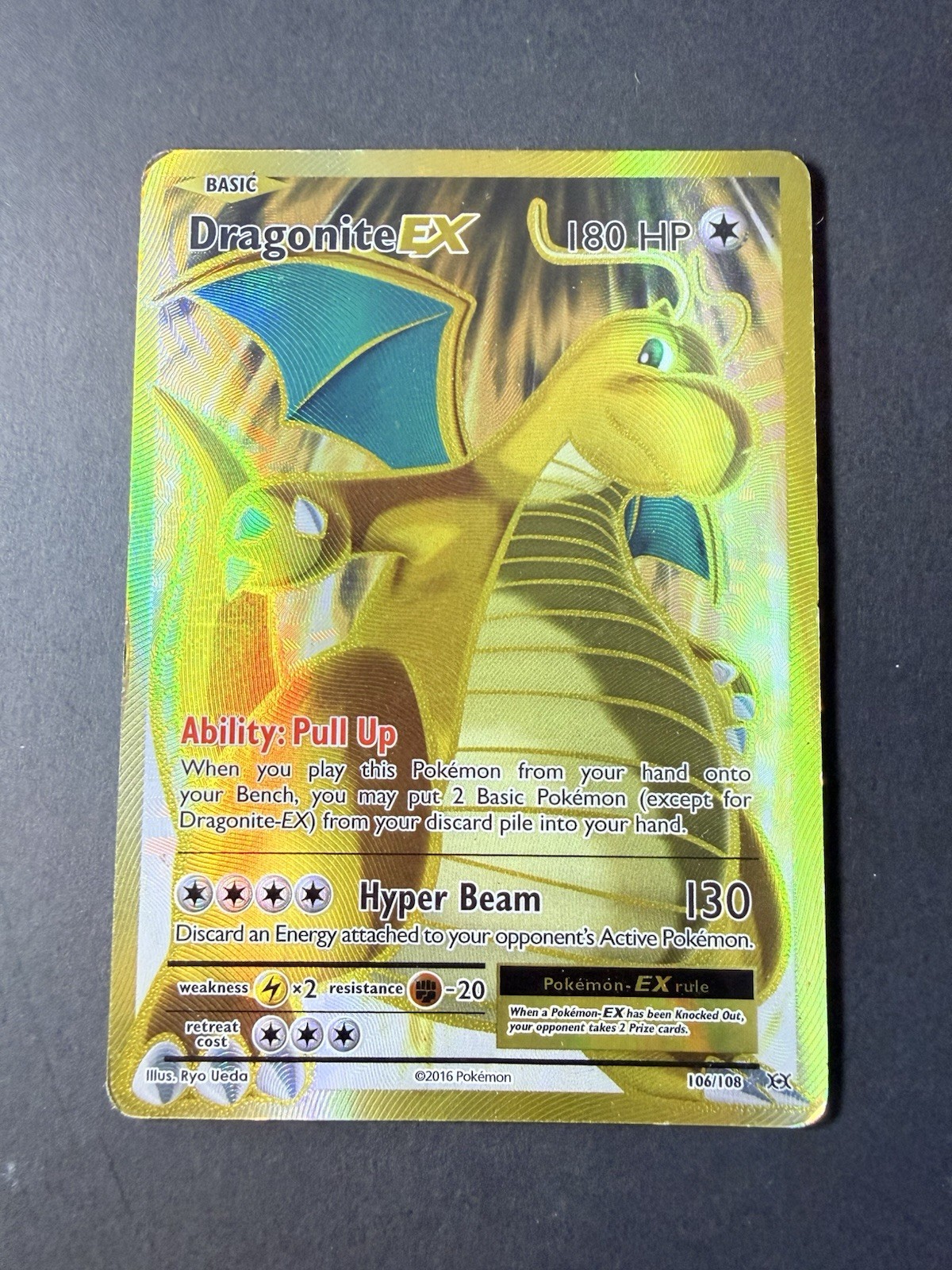 Pokemon TCG Dragonite EX Full Art Ultra Rare Card 106/108 Evolutions Full Holo
