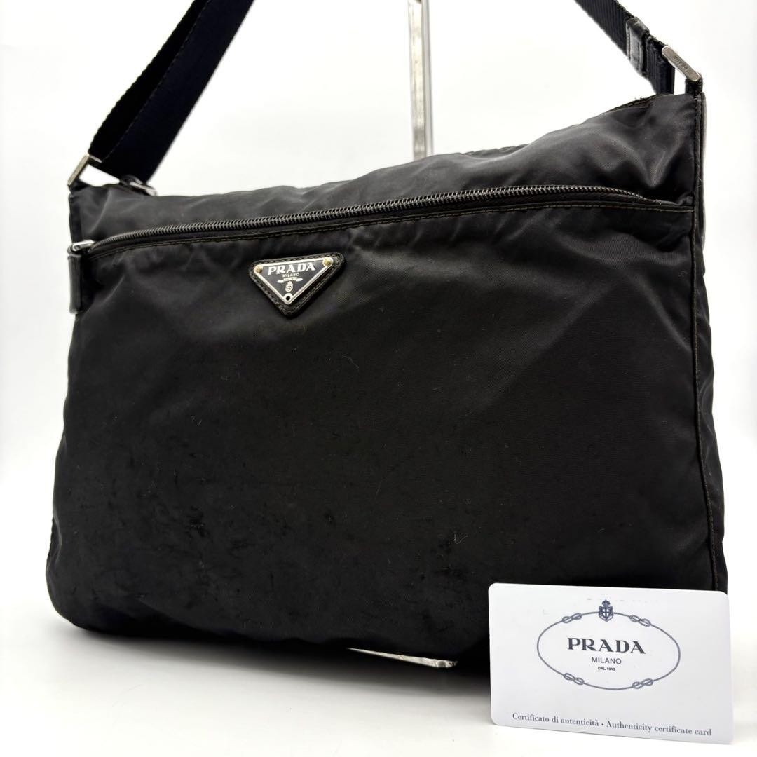 Prada Black Nylon Leather Camera Bag with Triangle Logo Shoulder Bag #PG9V5J