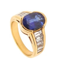 CHAUMET Paris Cocktail Ring 18Kt Yellow Gold With 4.71 Ctw In Sapphire &