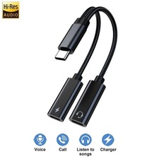 2 in 1 Type-C USB C to 3.5mm AUX Audio Headphone Jack Adapter Charger Cable New