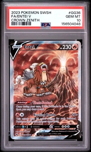 2023 POKEMON SWORD & SHIELD CROWN ZENITH #GG36 FULL ART/ENTEI V PSA 10