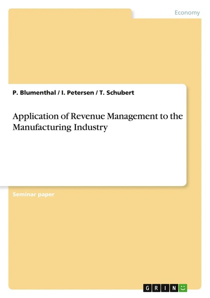 P. Blumenthal (U. A.) | Application Of Revenue Management To The...-image