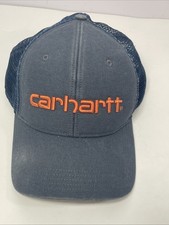 Carhartt Hat Cap Snapback Adjustable Mesh Spellout Blue Orange Pre Owned