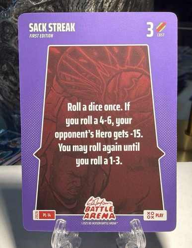 2026 Bo Jackson Battle Arena SACK STREAK #PL-14 Play Card SSP 1st Edition
