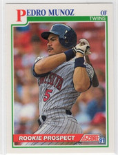 Pedro Munoz 1991 Score Baseball Base Rookie Prospect #332 Minnesota Twins