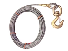 Steel Core Winch Line 7/16" x 35'  W/ Swivel Hook Latch Wrecker Cable Tow USA