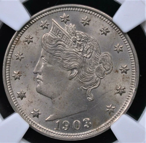 1903 LIBERTY NICKEL NGC MS 62 LOOKS BETTER BUT SOME LIGHT SPOTTING HOLDS IT BACK