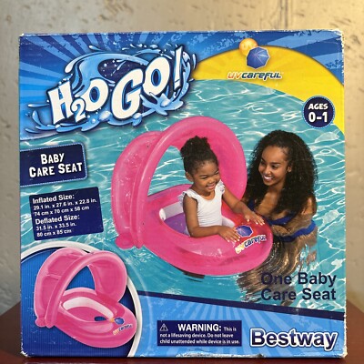 H2O Go! PINK Baby Care Seat Pool Float 50+ UPF Protection Detachable Sun Shade 