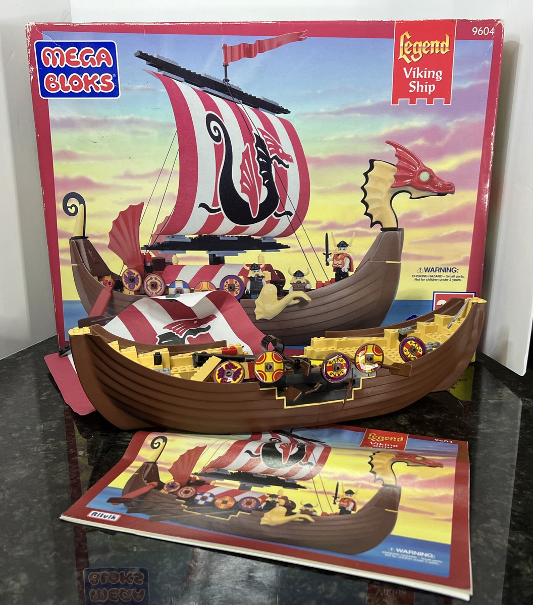 Mega Bloks Legend Viking Ship by Ritvik Retired 9604 Incomplete w