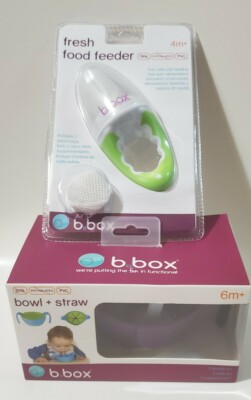 b.box 3 in 1 Bowl with Lid Straw Snack Insert 6 Months & Fresh Food Feeder NIB
