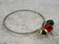 Silvertone Jingle Bells Bangle Bracelet Christmas A14