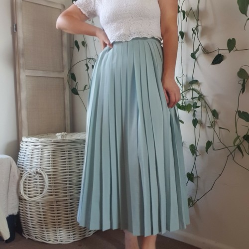 Vintage 70s-80s Pleated Maxi Skirt S 