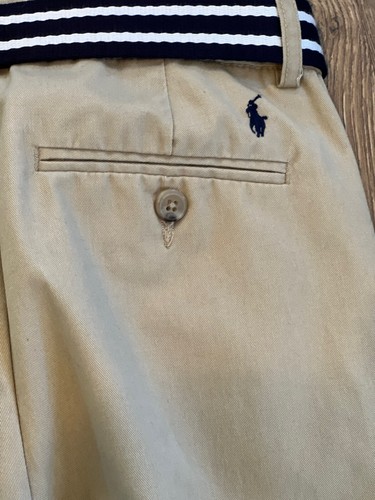 Polo Ralph Lauren Boys' Slim Fir Straight Leg Trousers Beige Size 14 Belted - Picture 3 of 7